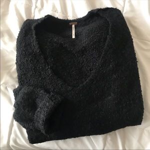 Free People V-Neck Lofty Knit Oversized Sweater
